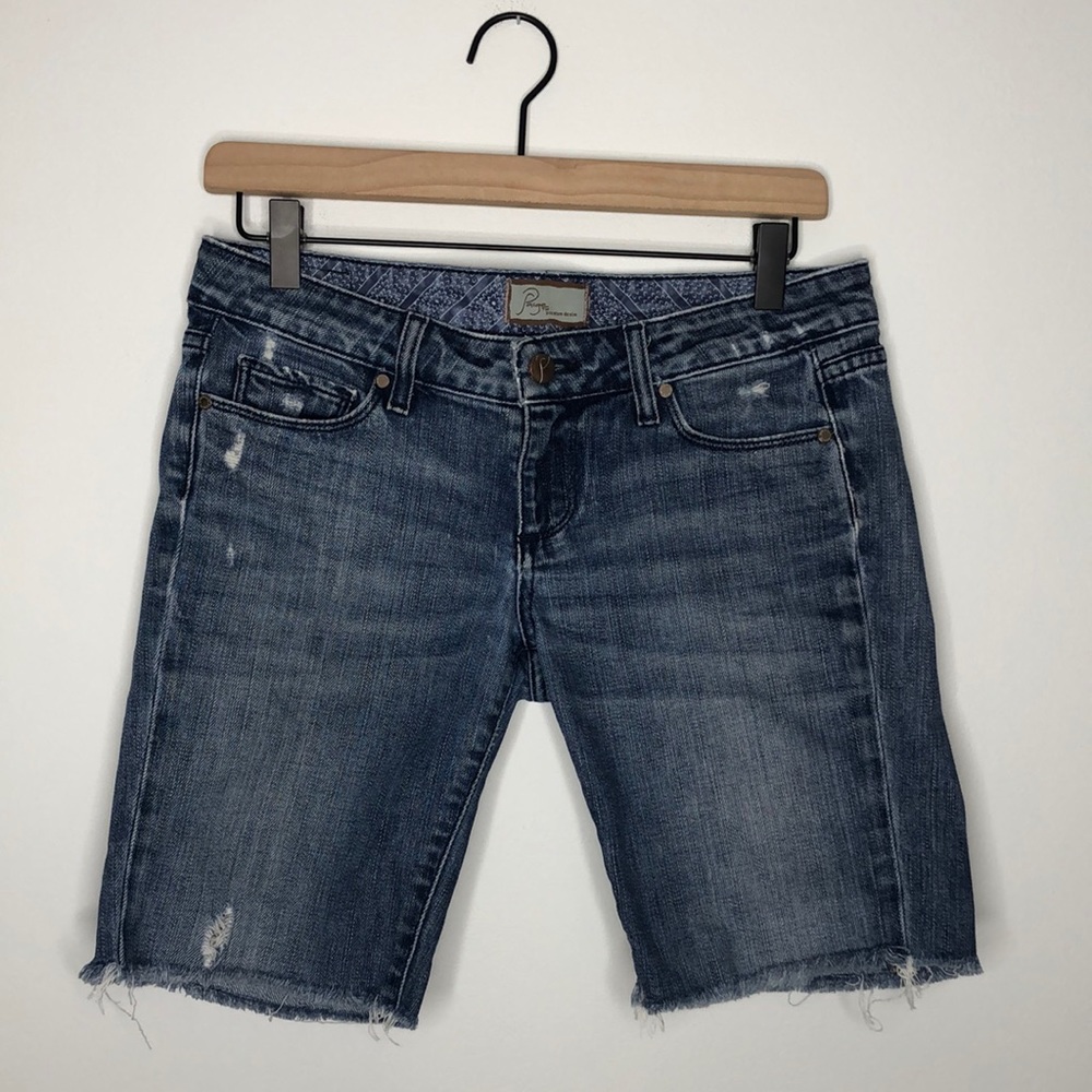 PAIGE Dark Wash Denim Bermuda Shorts